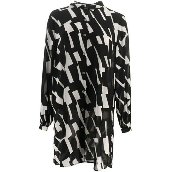 Dennis Basso Printed Woven Button Front Duster - Picture 3 of 7
